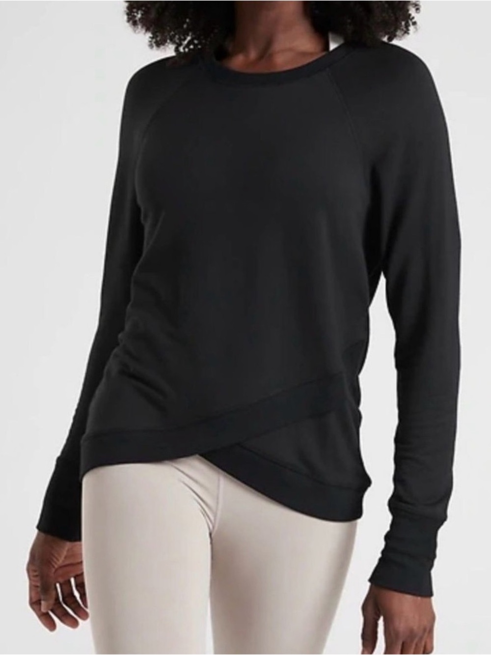 Athleta Black Criss-Cross Hem Long Sleeve Sweatshirt